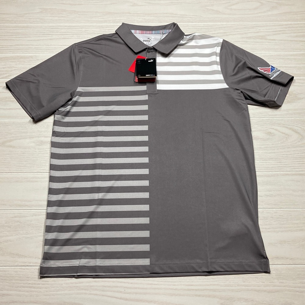 Puma Volition America Men's Liberty Golf Polo Shirt Gray Sz Medium Rickie Fowler